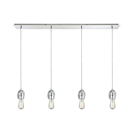 Elk Lighting Socketholder 4-Light Linear Pendant Fixture in Polished Chrome 33220/4LP